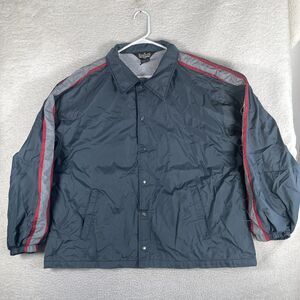 Vintage Auburn Jacket Mens 2XL XXL Gray Snap Lined Racing Bomber Nylon WORN/READ